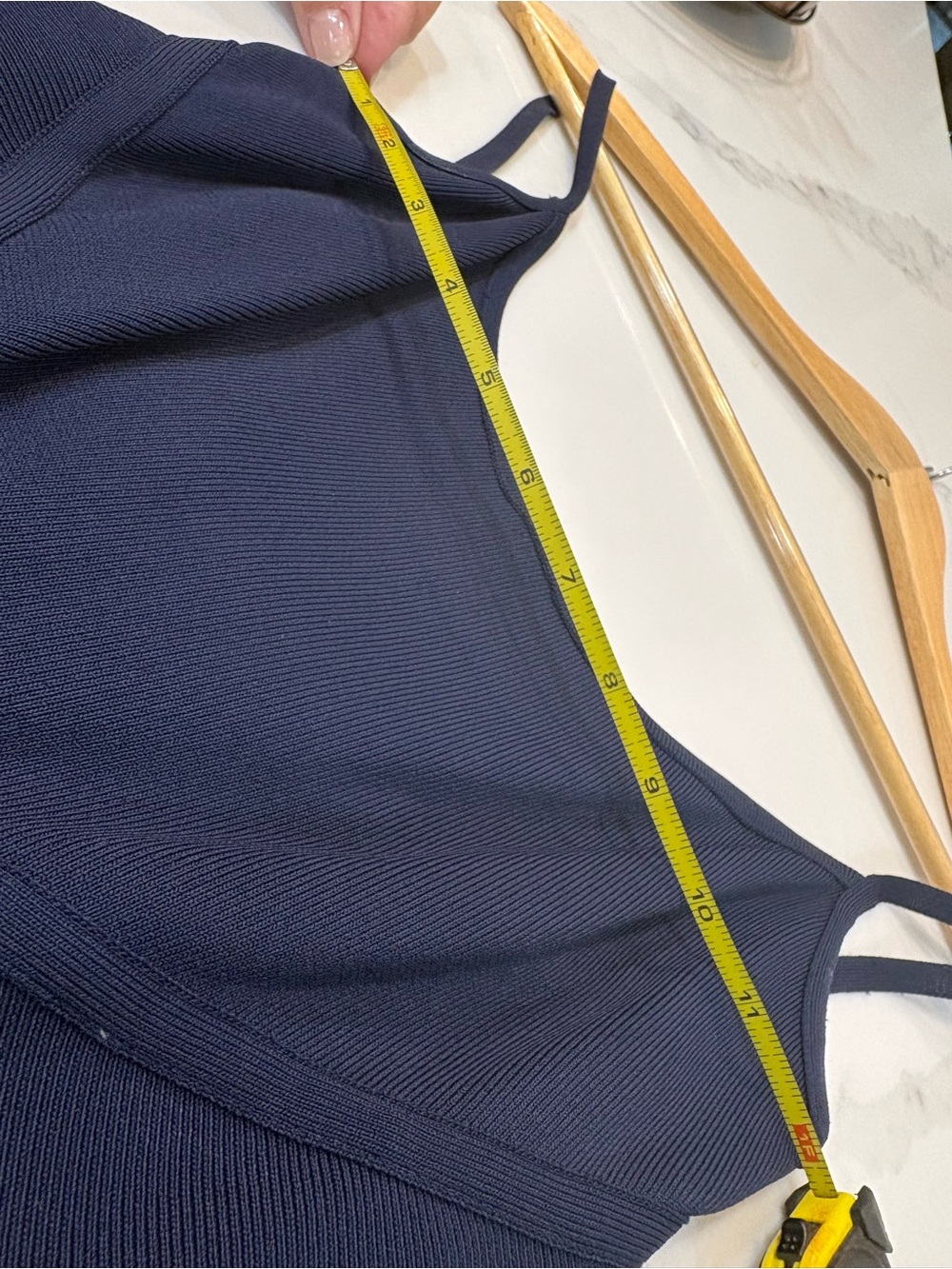Herve Leger Vintage Navy Spaghetti Strap Pleated Mini Dress - Picture 5 of 11